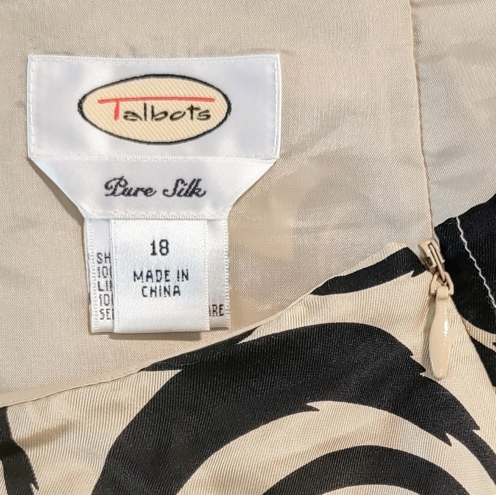 VTG 18 Y2K Pure Silk Talbots A-line Baroque Scroll Print Quiet Luxery Classic - Picture 3 of 6